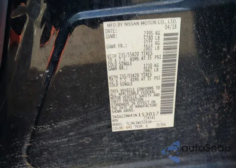 2018 Nissan Murano Platinum z USA, uszkodzony, nr VIN 5N1AZ2MH4JN153017